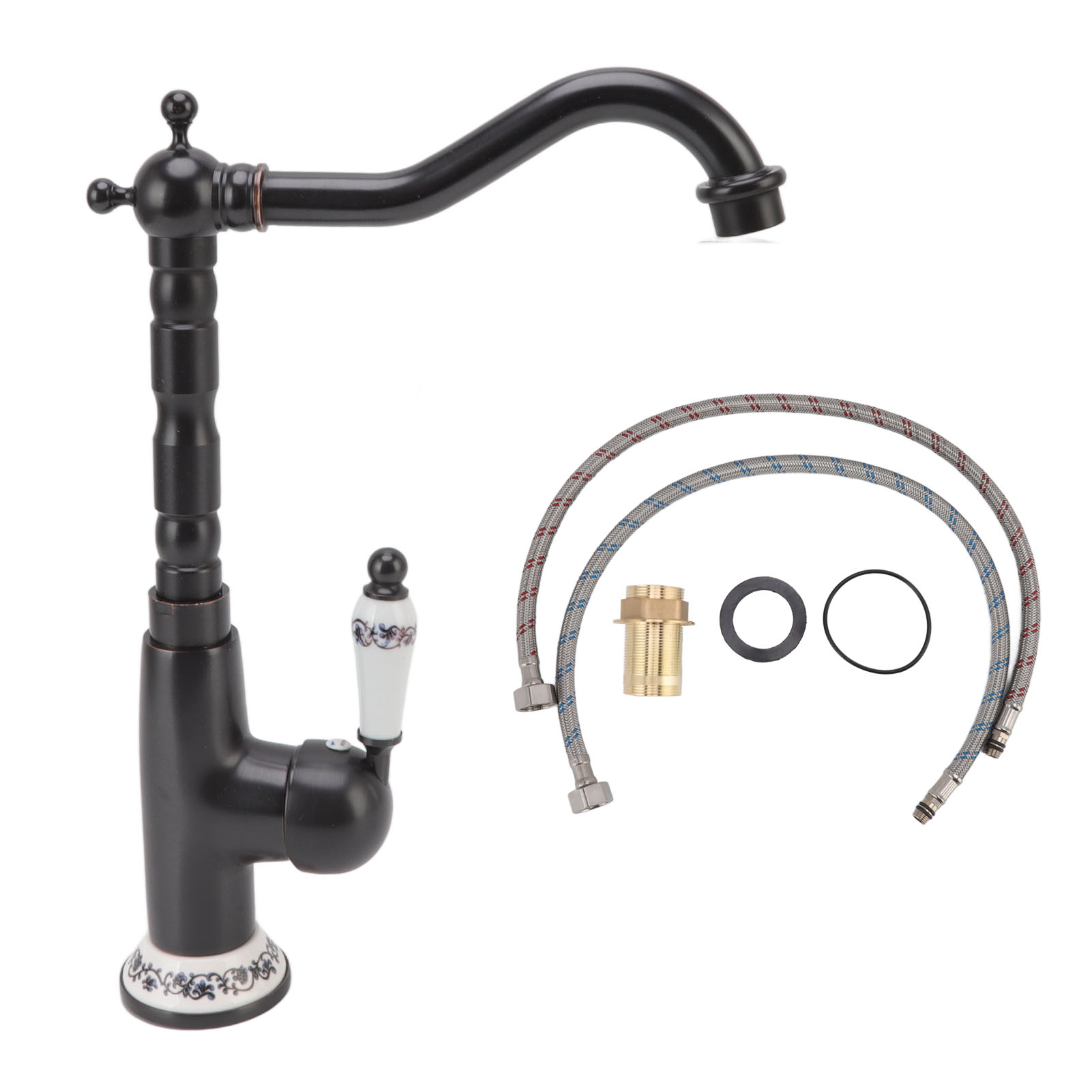 Antique Faucet Retro Style Porcelain Valve Long Spout Sturdy Brass Rotatable Antique Mixer Tap For Bathroom Kitchen