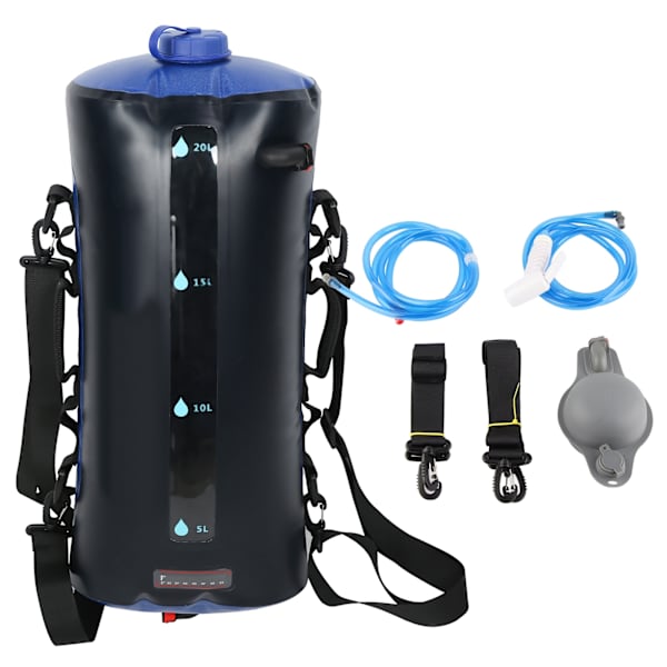 20l Outdoor Shower Water Bag With Pressure Foot Pump And Shower Nozzle For Hiking Camping