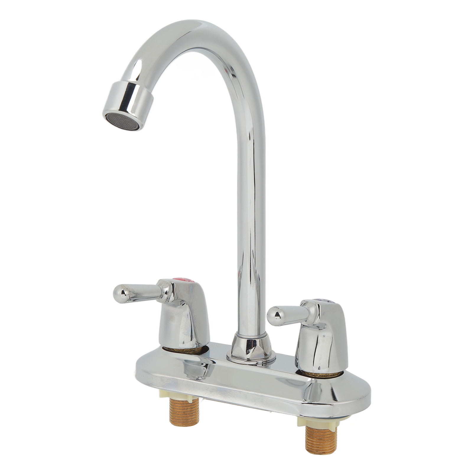 Robinet Mitigeur D'Évier À 2 Poignées Et 2 Trous, Avec Plaque De Montage, Pour Eau Chaude Et Froide, Idéal Pour Salle De Bain Et Cuisine.