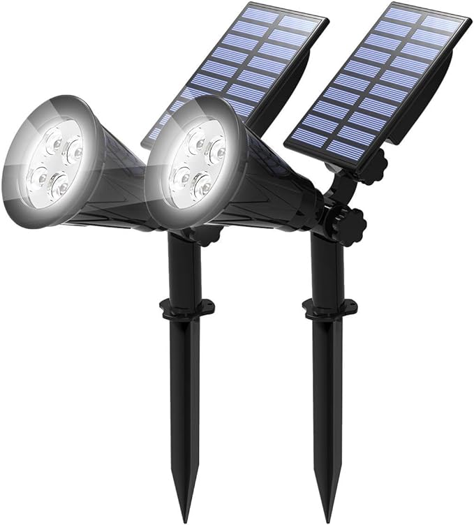 Lampes Solaires Étanches Pour Extérieur, 2 Modes D'Éclairage Optionnels, Angle Réglable À 180°, Éclairage D'Entrée, De Cheminée Ou De Jardin (lumière Blanche)