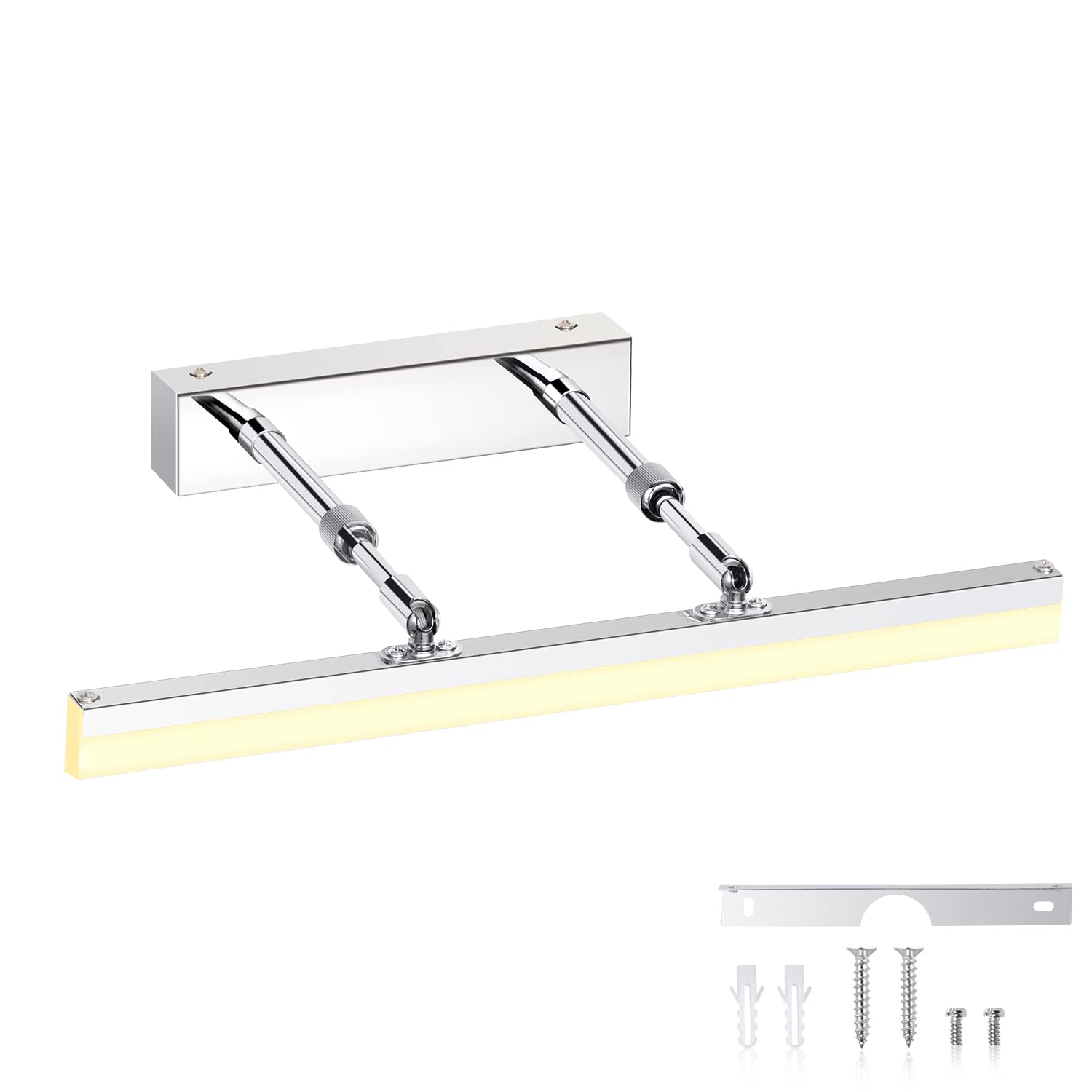 Lampe Pour Miroir Led Salle De Bains Ip44 14w 1170lm, Réglable Angle Applique Lampe, Armoire Miroir Intérieure Moderne Luminaire Salle De Bain 6000k Pour Miroir Armoir Tableau, 60cm, 3000k，chrome