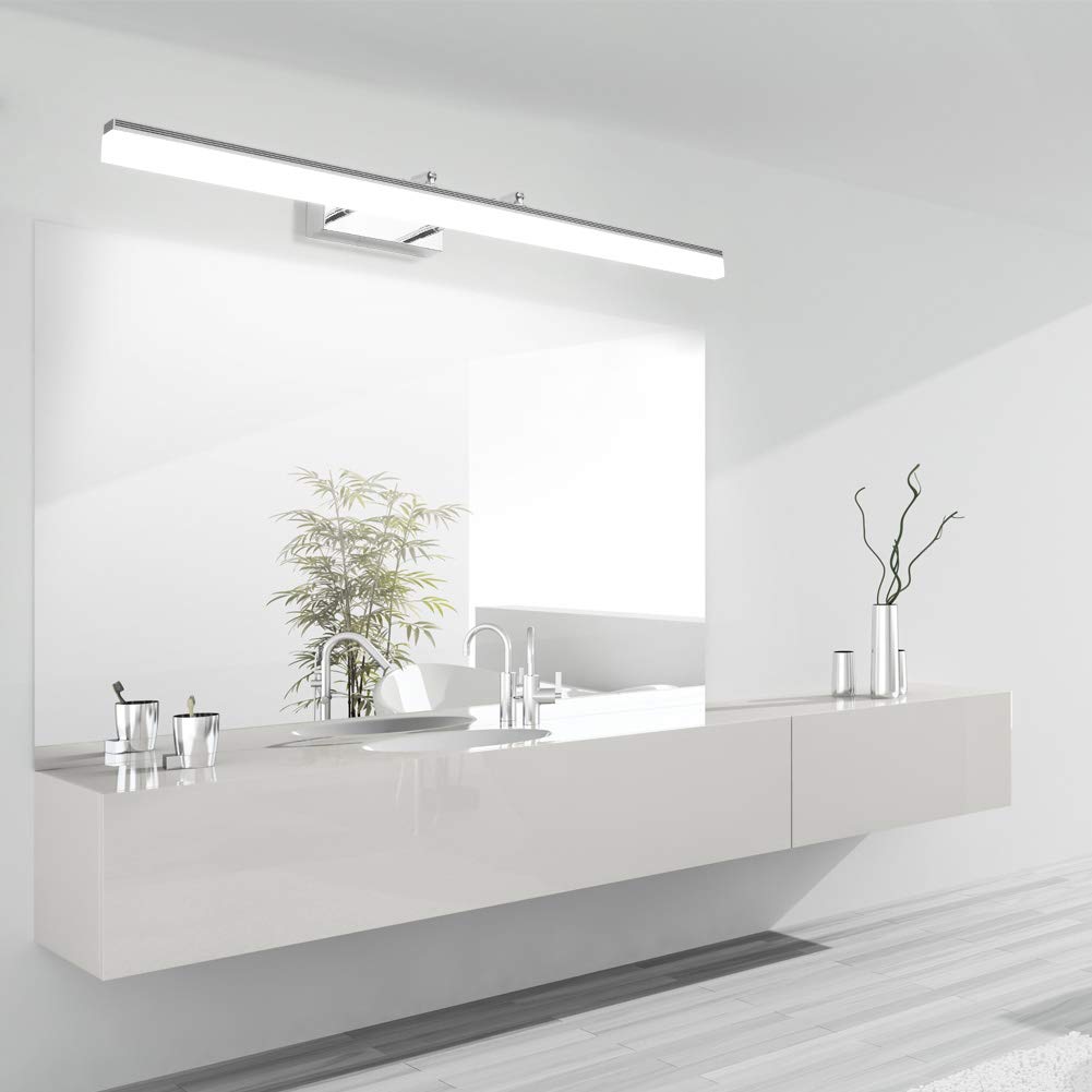 Lampe Pour Miroir Led Salle De Bains Ip44 12w 1170lm, Réglable Angle Applique Lampe, Armoire Miroir Intérieure Moderne Luminaire Salle De Bain 6000k Pour Miroir Armoir Tableau, 50cm,4000k， Chrome