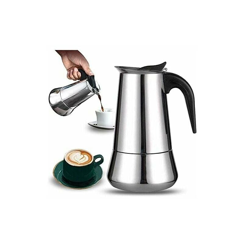 Cafetière Italienne 12 Tasses En Acier Inoxydable Compatible Tous Types De Feux 12 Tasses