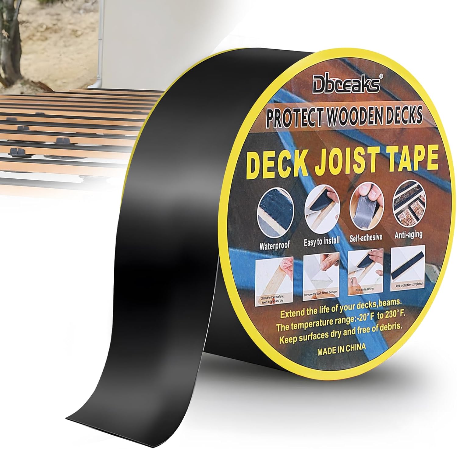 Ruban Adhésif Butyle Auto-adhésif Imperméable Terrasse Réparation Gouttières Protection Bois 1 Rouleau 5cmx15m
