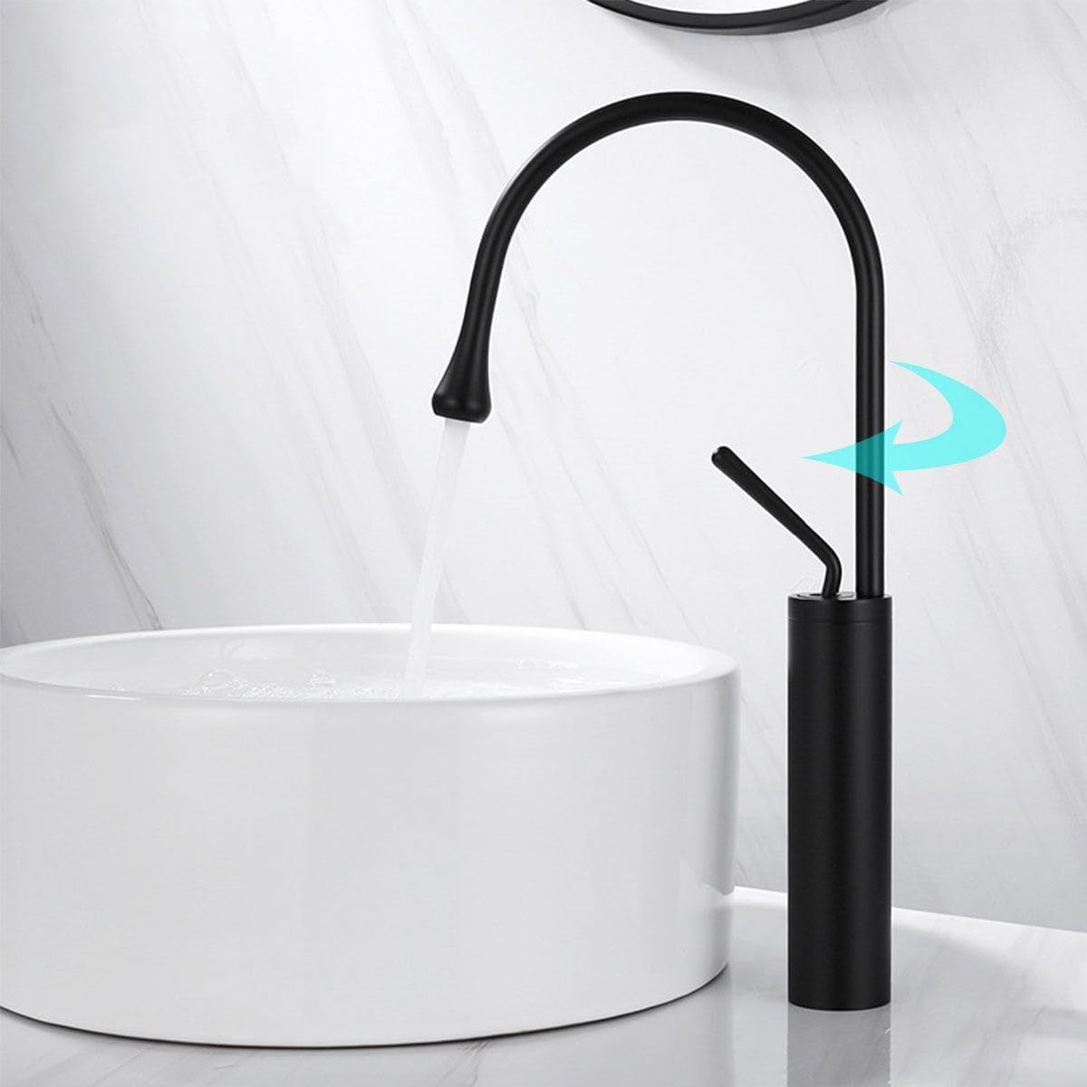 Robinets De Lavabo Pivotants À 360°, Mitigeur Design Goutte D'Eau, Robinet De Lavabo De Salle De Bain De Luxe Léger Et Moderne, Bras Pivotant À 360° Universel, Laiton 59a, Poignée Unique, Fa