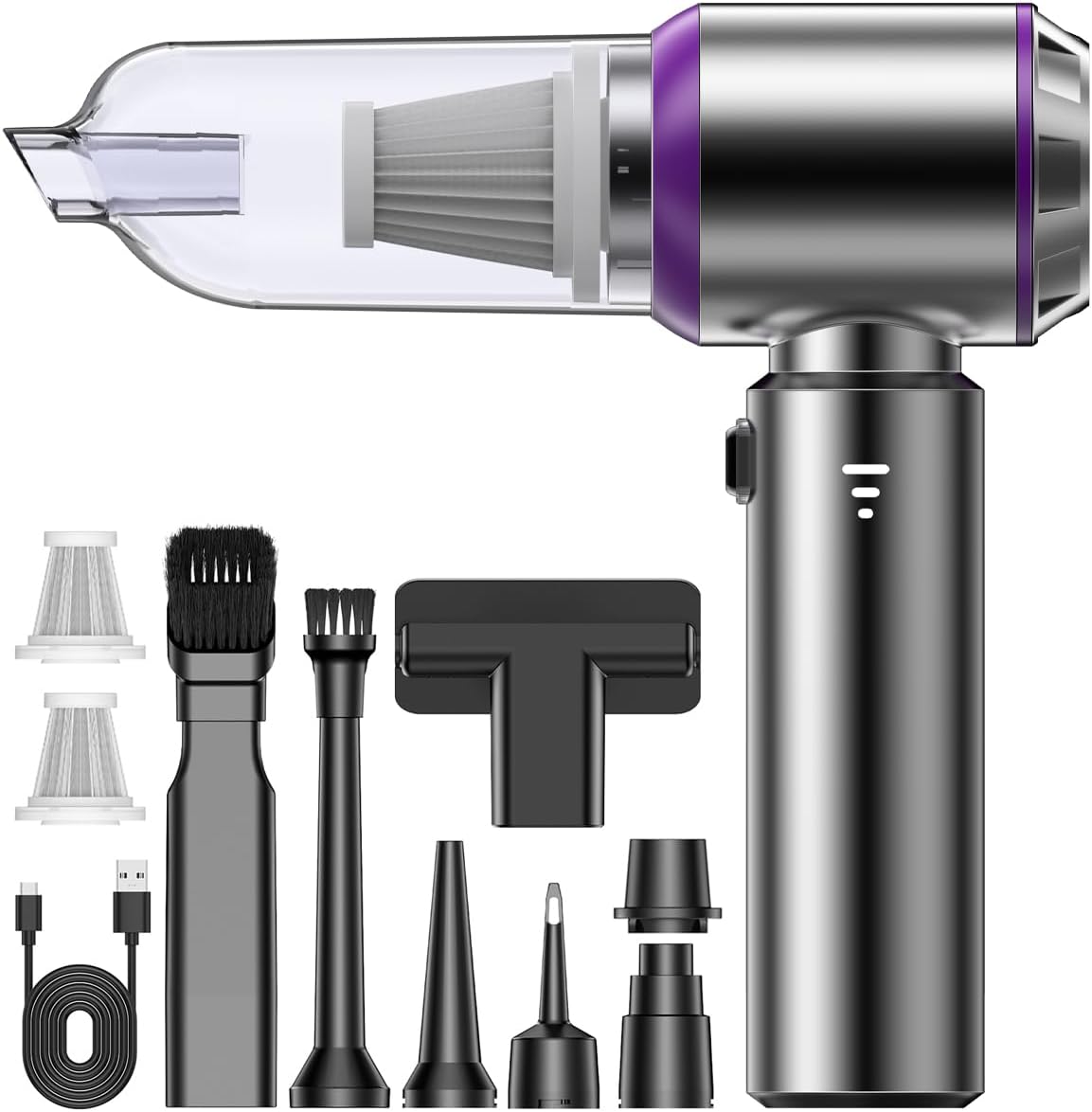 Kitbezn Aspirateur À Main, 26kpa Aspirateur Voiture Puissant Sans Fil, 4-in-1 Mini Aspirateur A Main Sans Fil Avec Moteur Brushless, 3 Niveaux D'Aspiration Pour Voiture Animaux Maison Car