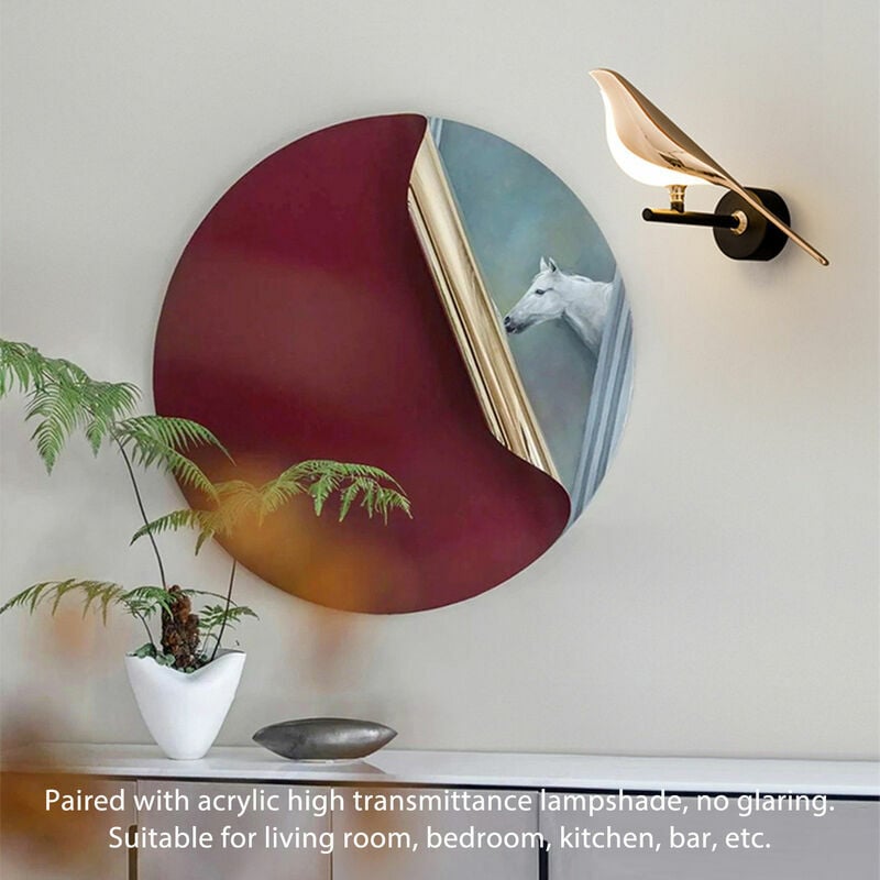 Applique Murale Led,4500k Applique Murale Interieur, Lampe Oiseau Mordern Bureau Lampe De Chevet Lumière Applique Murale, Lampe Murale Simple Et Créative Pour Oiseaux