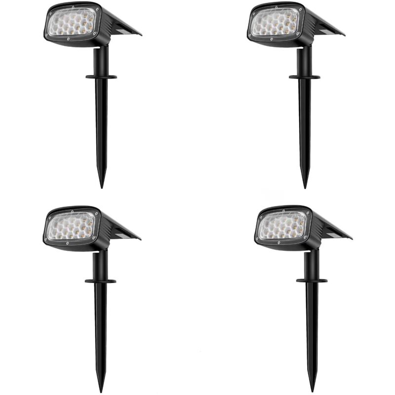 Spot Solaire Extérieur, 34 Leds Lampe Solaire Extérieure Jardin Etanche, Projecteur Solaire 2-en-1 Installation 3 Modes Pour Chemin Patio Allée , 4 Pièces-