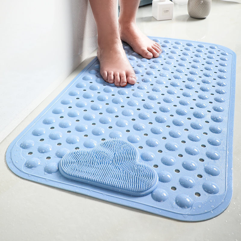 Tapis De Douche Antidérapant Avec Ventouses Et Trous D'Évacuation, Tapis De Douche Avec Coussins De Massage, Grand Tapis De Douche Pour La Salle De Bain, Pieds De Douche Pour La Salle De Bain Familial