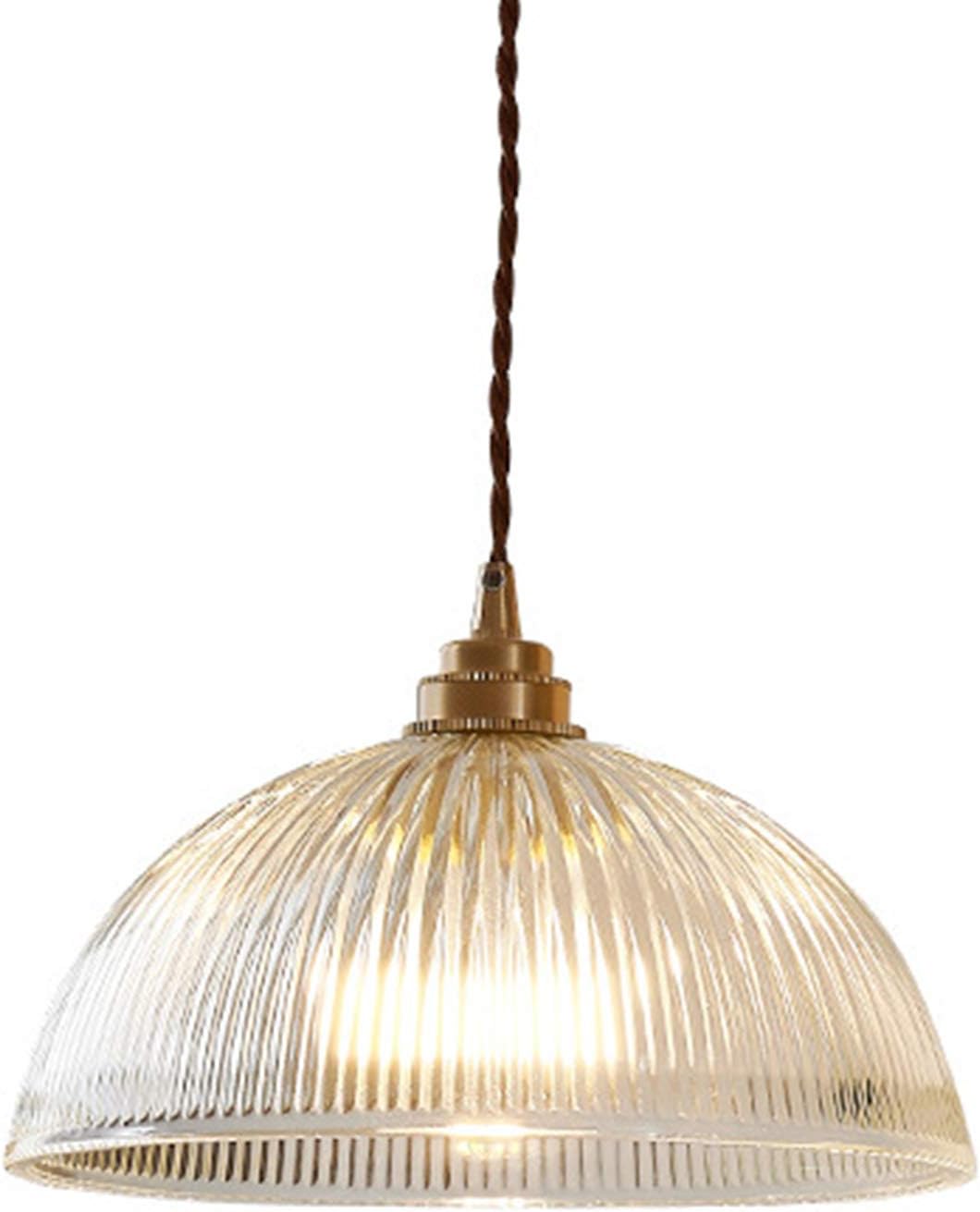 Industrial Vintage Glass Dome Pendant Light With Copper Brass E27 Cap Ceiling Hanging Lamp Loft Chandelier (30cm)