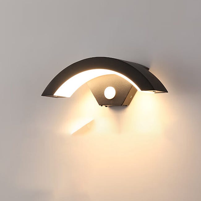 Applique Murale Led Avec Détection De Mouvement,, 18w, Ip65, Forme De Lune, Pour Jardin, Terrasse Et Entrée