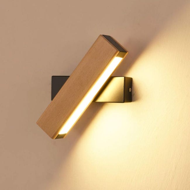 Applique Murale Led Rotative À 360° Applique Murale Interieur 21x4x4.5cm 4w Blanc Chaud Base Noire 220v Lampe De Chevet (sku Produit : 93626927 Sku Offre : 1025liu01)