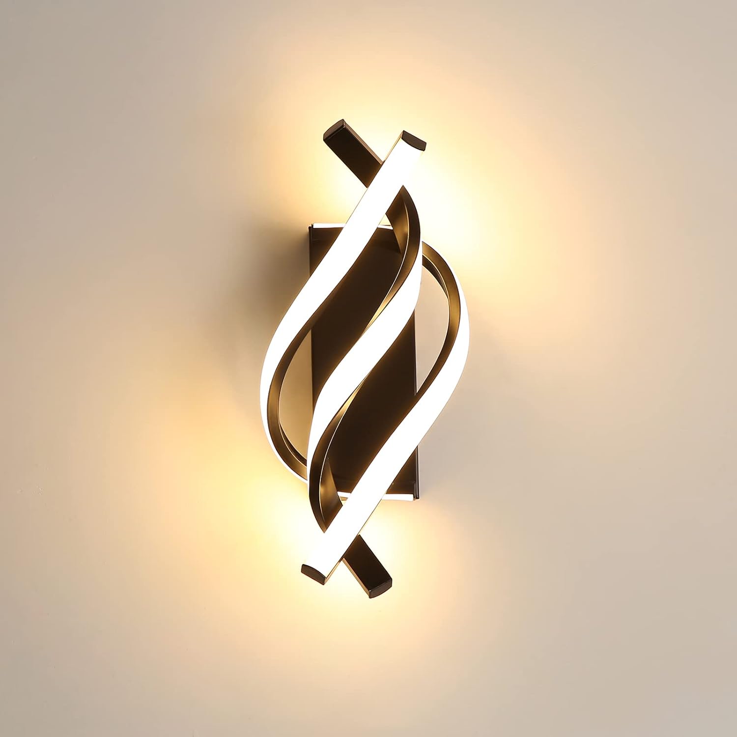 Indoor Wall Light, Modern Led Wall Light, Curved Design Bedroom Wall Light 3000k Warm White Light, Black [energy Efficiency Class E]