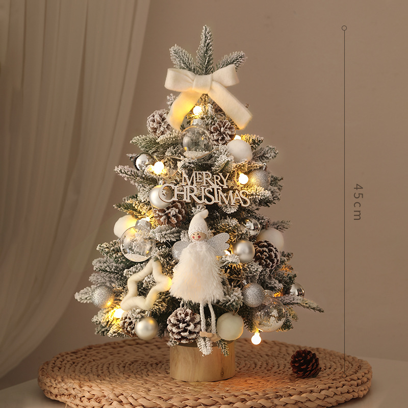 Nuevo Árbol De Navidad De Escritorio Con Luces Led Y Nieve De Pe