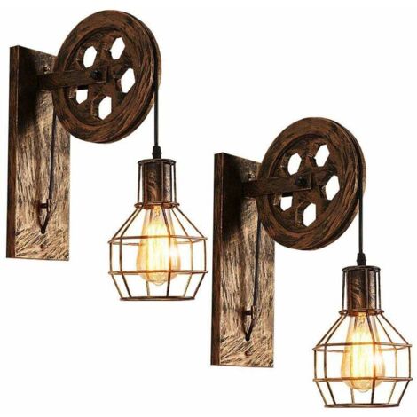 Stoex – Applique Murale Industrielle À Poulie Vintage – Métal Durable – Longueur 30,5 Cm – Largeur 9,5 Cm – Compatible E27 Jusqu'à 40w