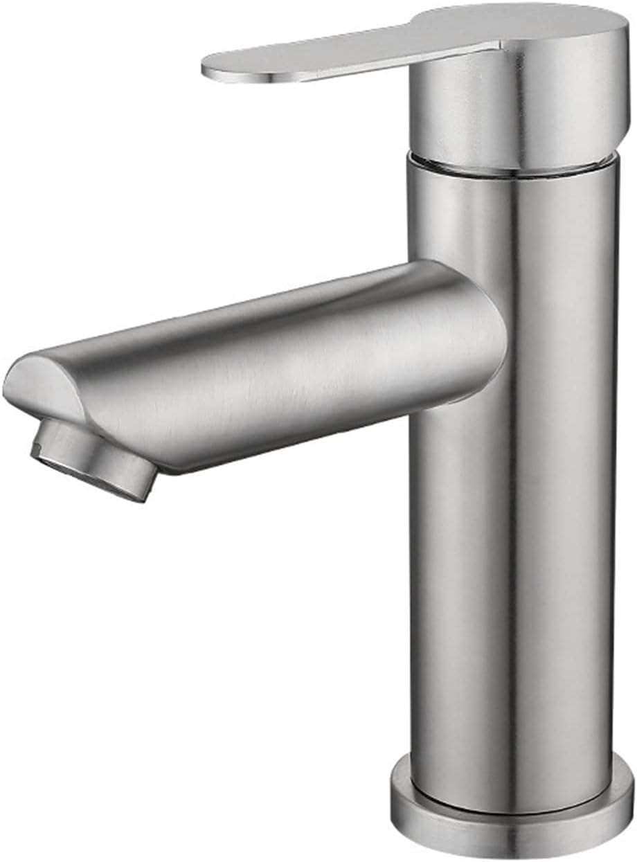 Bathroom Mixer Tap, Single Lever Basin Faucet, Stainless Steel, Gray