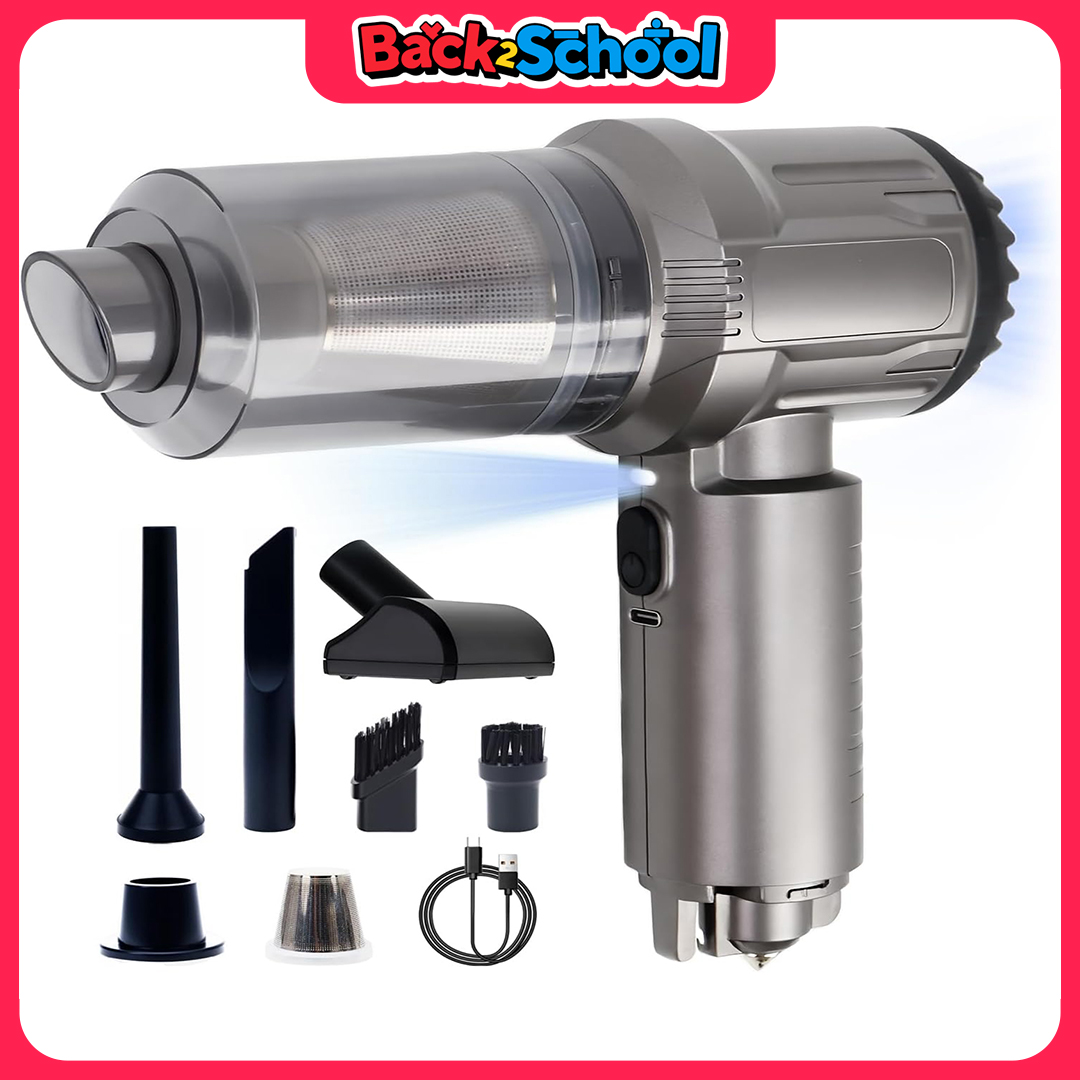 Aspirateur De Voiture Portable Sans Fil Multifonction 6 En 1 Avec Coupe-ceinture De Sécurité Et Brise-vitre, Mini Aspirateur 12 000 Pa
