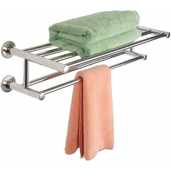 Support De Serviette Salle De Bain Porte-serviettes Mural Barres De Serviette 60 X 22.5 X 16 Cm En Acier Inoxydable