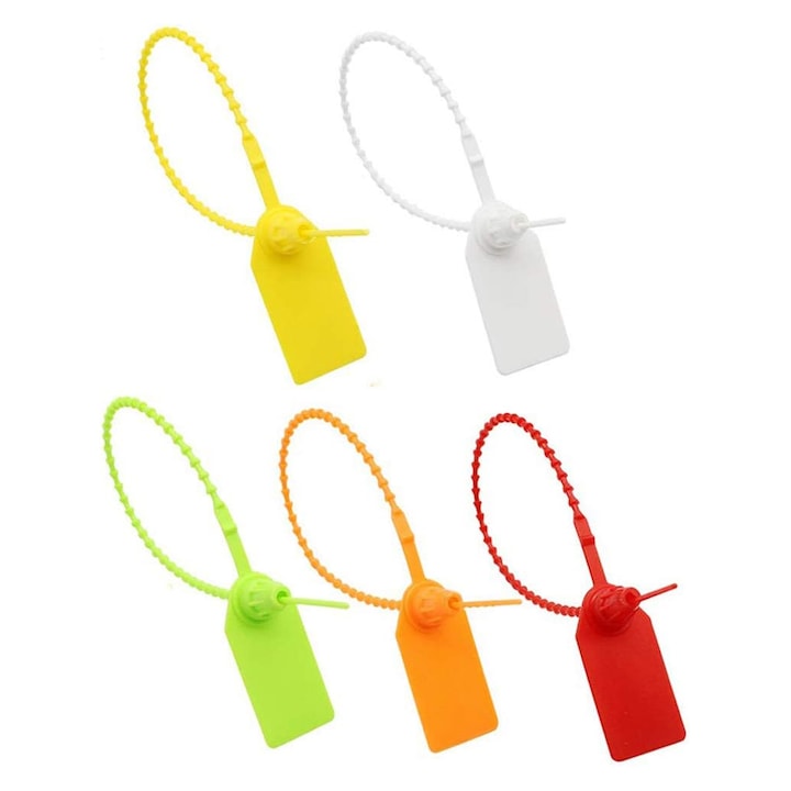 Etichete Pentru Cabluri, 100 Bucati, Plastic, Auto-blocare, Multicolor