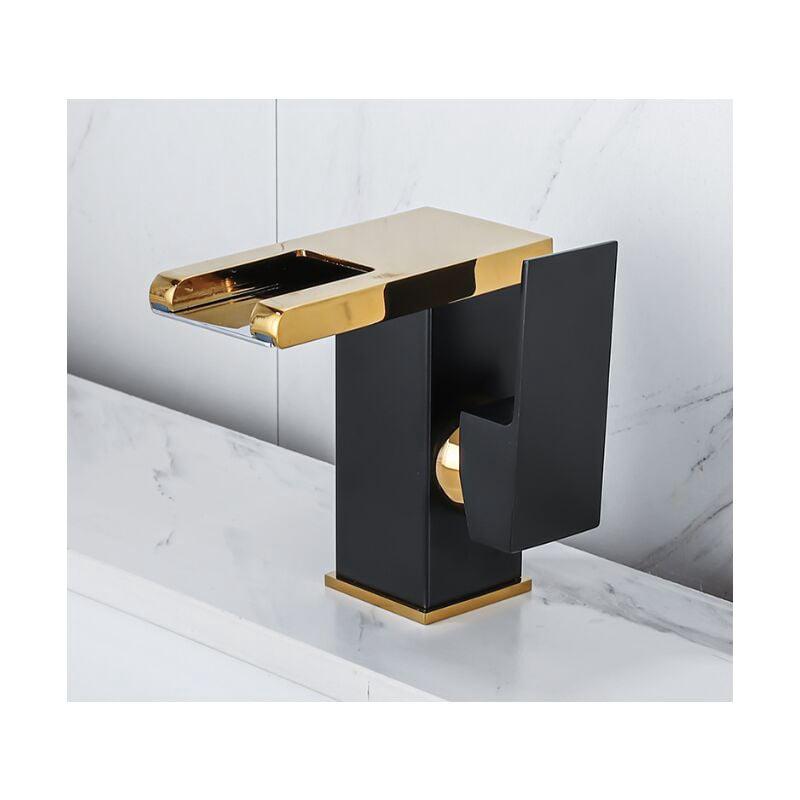 Cascade Chaud Et Froid Comptoir Lavabo Lavabo Meuble De Salle De Bain Robinet Toilette Nordique Plein Cuivre Créatif Robinet Court Or Noir
