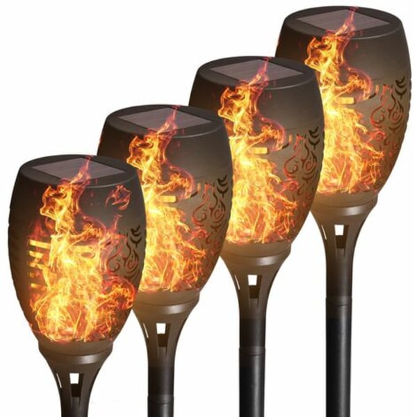 Lot De 4 Lampes Solaires Lampe Torche Led Pour Extérieur Ip44 Allumage/extinction Automatique Avec Capteur Crépusculaire