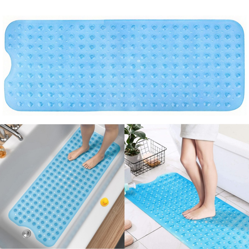 Badmat Antislip Badmat Extra Lang Badmat Schimmelwerend Machinewasbaar Transparant Blauw 100 X 40 Cm