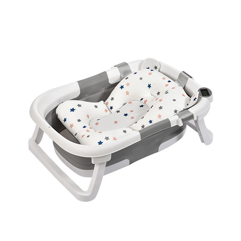 Bañera Portátil Plegable Para Bebés Con Termómetro Incorporado Diseño Ergonómico Cojín Antideslizante Tapa De Seguridad Para Recién Nacidos Y Niños Pequeños