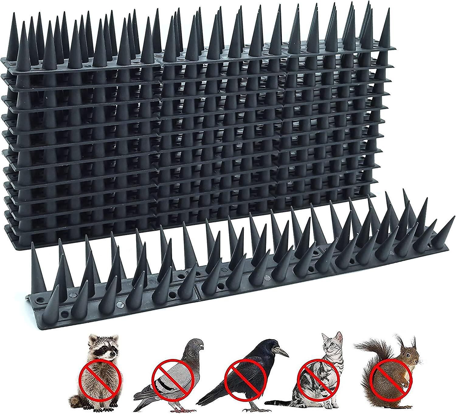 Black 12-pack Bird Spikes With 4 Meters Coverage - Deterrent For Pigeons, Cats, And Sparrows On Windowsills And Roofs