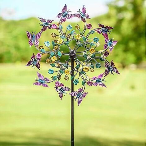 Moulins À Vent En Métal Pour Pelouse - Décoration De Jardin Extérieure Magique Avec Des Sculptures Mobiles Uniques