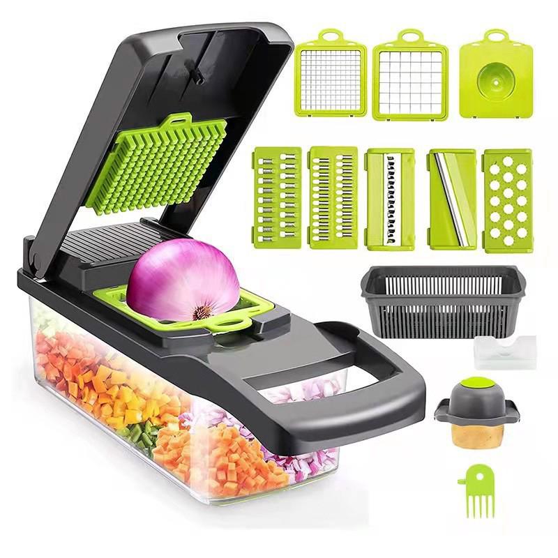 Coupe-légumes Multifonctionnel 16 En 1 Mandoline De Cuisine Manuelle Avec Séparateur D'Œufs Et Trancheuse Pour Concombres, Oignons Et Tomates