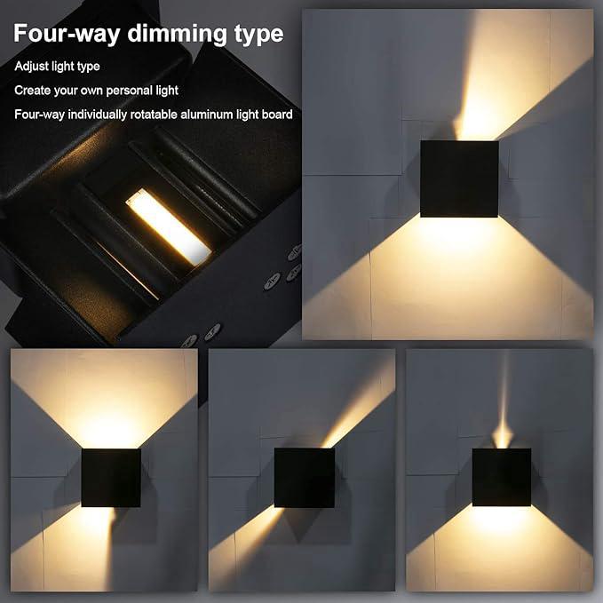 Lot De 6 Appliques Murales Led 10 W Pour Intérieur/extérieur, Angle De Faisceau Réglable, Étanches [classe Énergétique E]