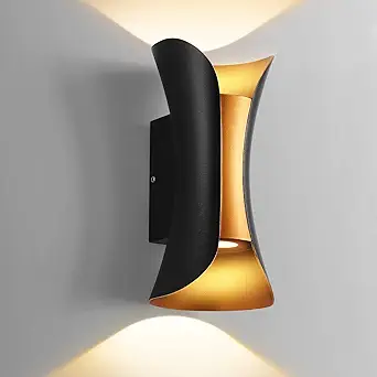 12w Warm White Light Outdoor Wall Lamp Outside Black Inside Gold