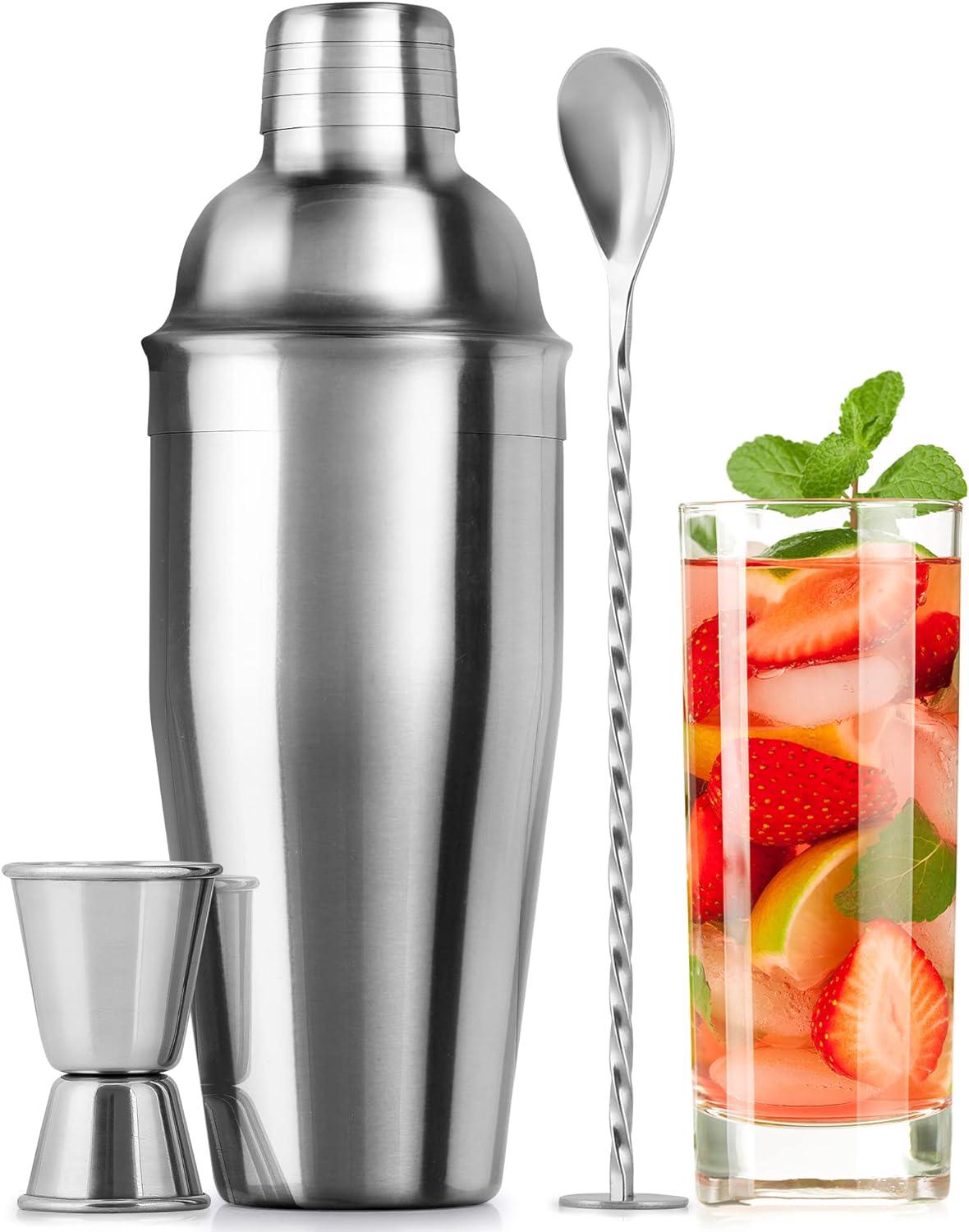 Ensemble Shaker À Cocktails En Acier Inoxydable De 700 Ml - Shaker À Cocktails - Ensemble Shaker À Martini Avec Passoire Intégrée, Doseur Double Et Cuillère À Mélange Combinée - Shaker À Margarita Pro