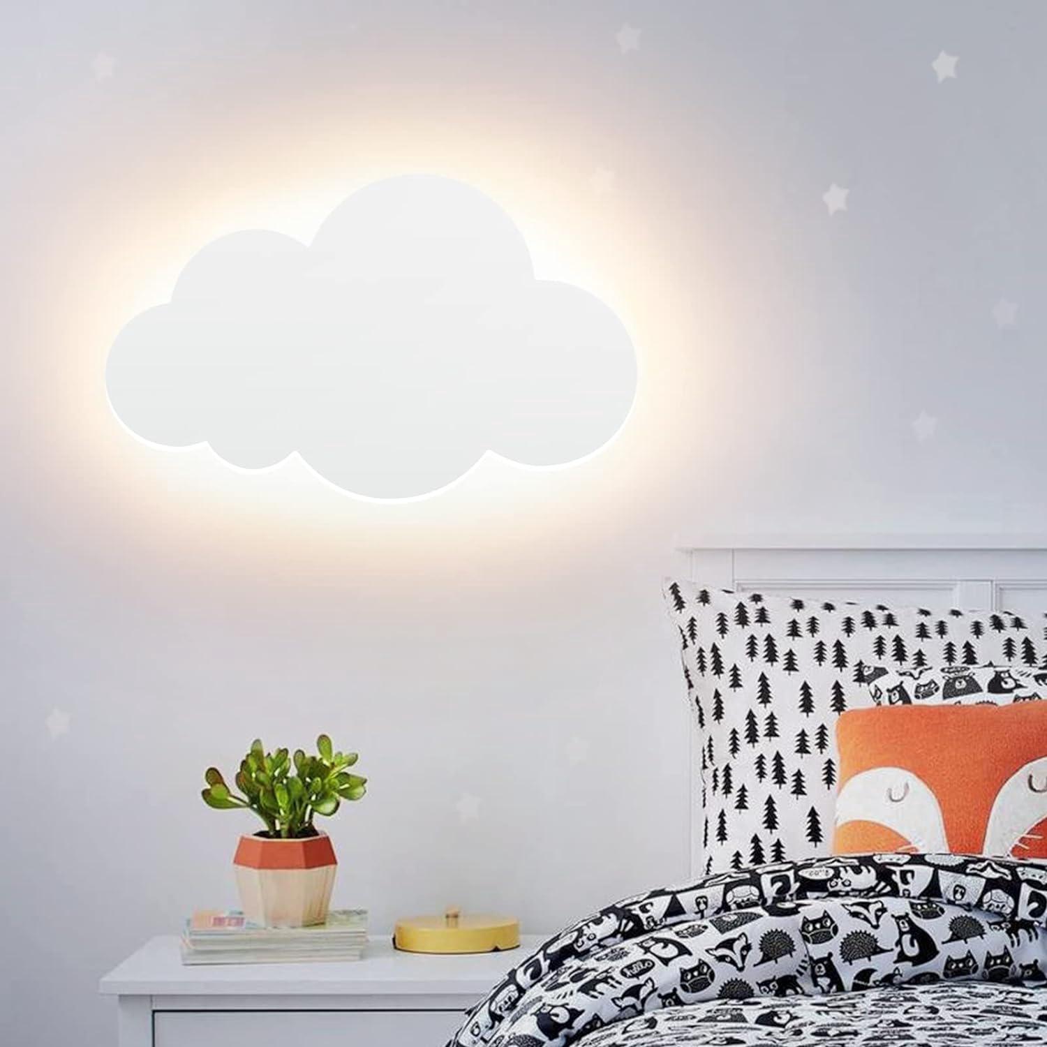Cloud Light Wall Sconce Modern Acrylic Shade With Integrated Led Lights For Children's Bedroom Warm White Lighting