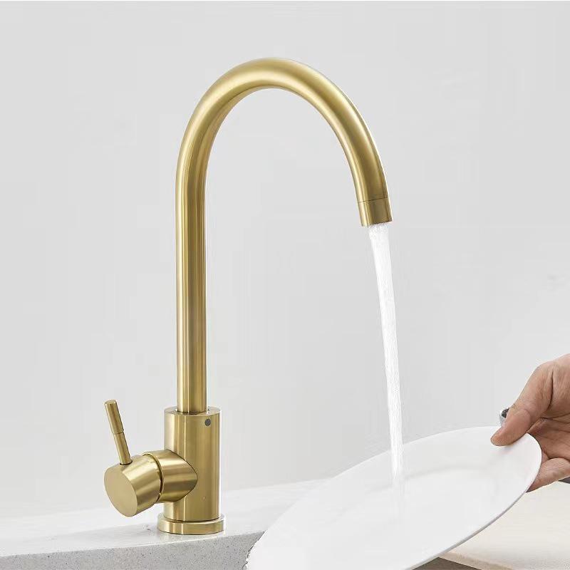 Robinet De Cuisine, Mitigeur Eau Chaude/eau Froide, Finition Or Brossé