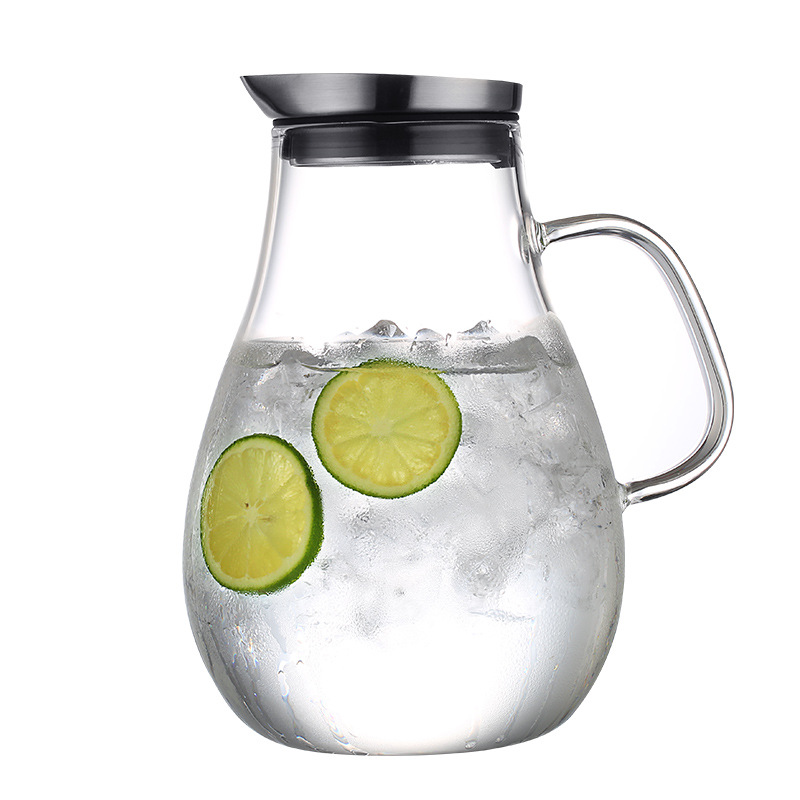 Liter Glass Carafe With Lid And Pour Spout, Water Carafe, Iced Tea Pitcher, For Home Drink/ice Tea/milk/coffee/serving Wine