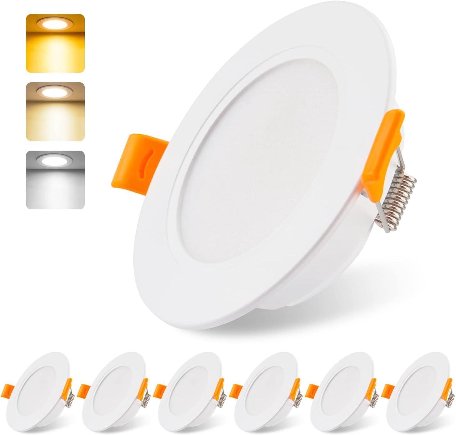 Lot De 6 Spots Encastrés Led Extra-plats 230 V 5 W, Éclairage Led 4000 K, Indice De Protection Ip54, Pour Salle De Bain, Salon, Cuisine Ou Chambre.