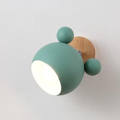 Applique Murale Créative Pour Chambre D'Enfant (verte), Tête De Souris Au Design Simple Et Original, Lampe De Chevet Chaleureuse En Forme De Bûche De Dessin Animé Pour Chambre D'Enfant
