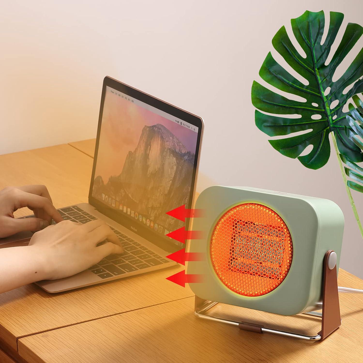 Portable Electric Space Heater, Ceramic Heater For Indoor Use, Small Mini Personal Space Heater With Adjustable Thermostat For Office, Desk, Home Use