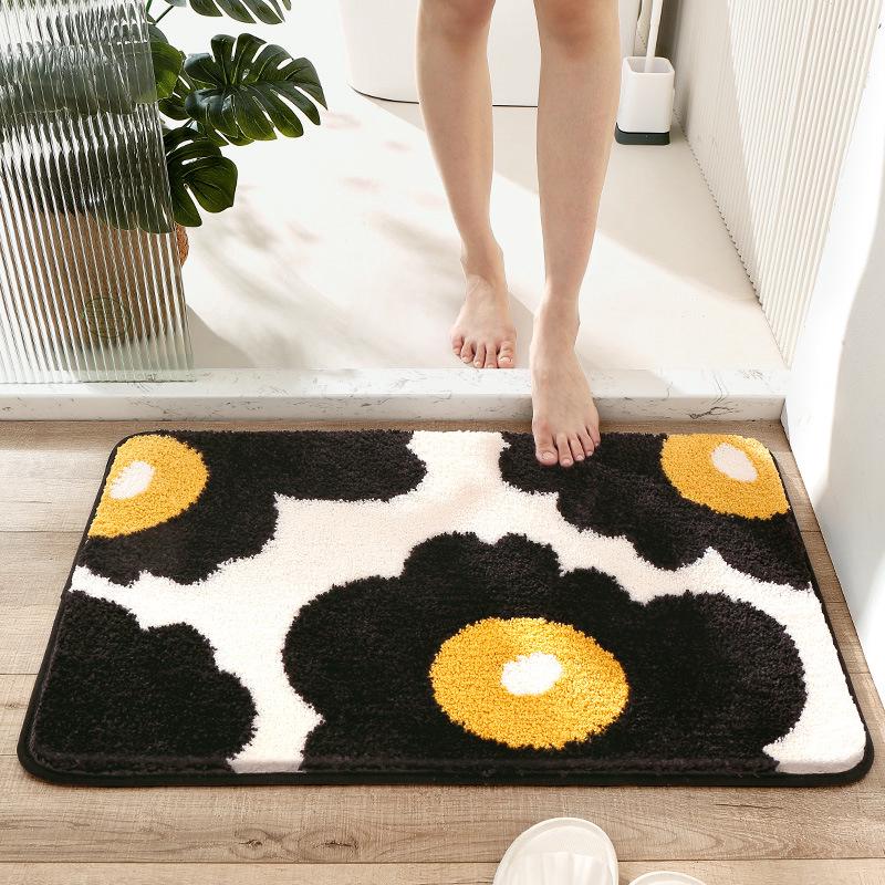 Tapis De Salle De Bain Moderne Et Simple, Absorbant L'Eau, Antidérapant, 50 X 80 Cm, Tapis De Sol De Porte À Porte, Motif Bégonia Frais, Tapis De Sol De Chambre À Coucher