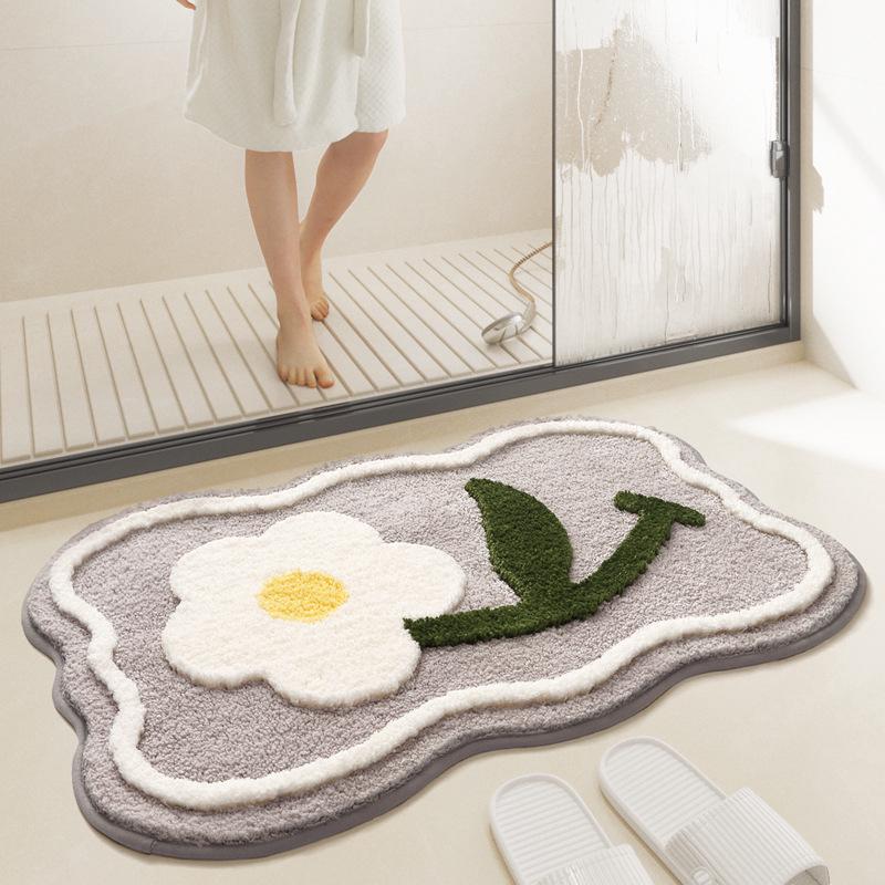 Tapis De Salle De Bain Moderne Et Simple, Absorbant Et Antidérapant, 50 X 80 Cm, Pour Une Maison Fraîche Et Un Intérieur Chaleureux. Idéal Pour La Chambre Ou Comme Tapis De Porte. Retour À La Nature.