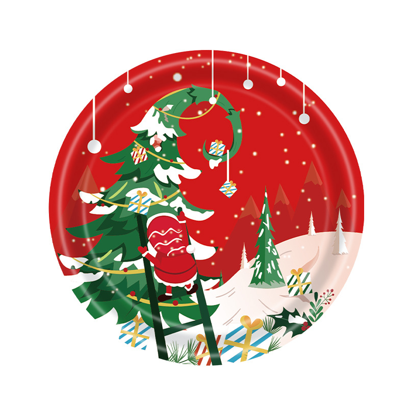 Christmas Disposable Dinner Plate Paper Plate Decoration Paper Plate Party Decoration Supplies