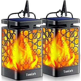 Lot De 2 Lampes Solaires Carrées D'Extérieur À Flamme (99 Led), Lustres, Éclairage D'Aménagement Paysager Pour Jardin, Cour Et Pelouse.