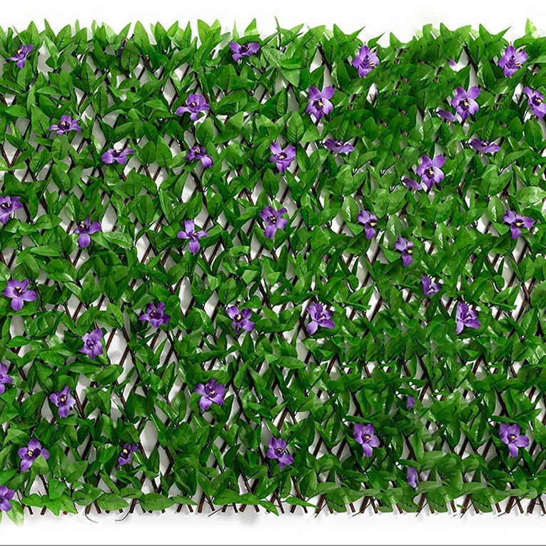 Outdoor Balcony Deck Expandable Fence Privacy Screen, Artificial Ivy Fence Panel For Decoration
