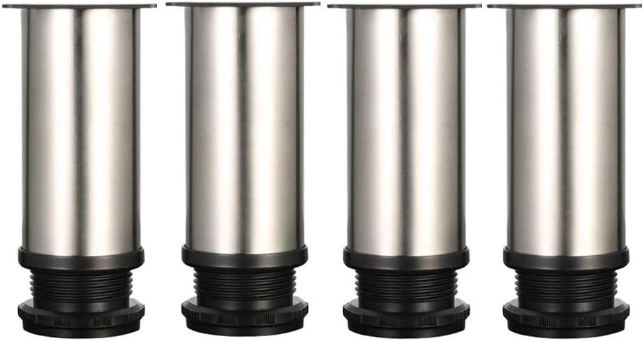 4 Pieds Réglables De 120 Mm De Hauteur, Pieds De Meuble Épais Pour Armoires, Tables Et Autres Meubles, En Acier Inoxydable Brossé, Hauteur Réglable De 0 À 15 Mm.