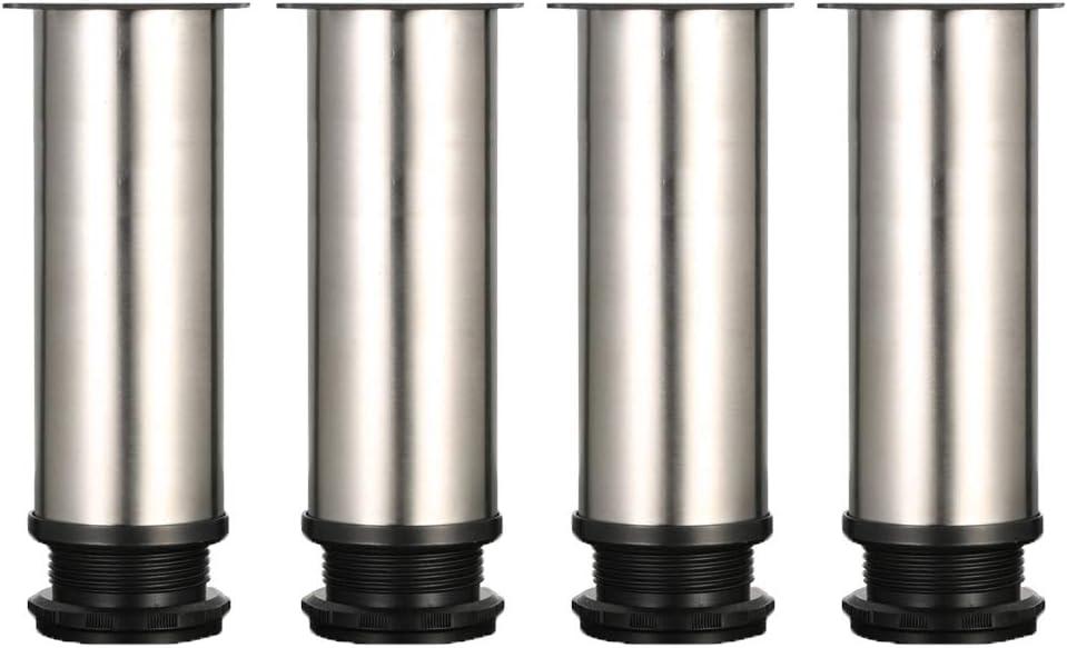 Pieds Réglables (4 Pièces) De 150 Mm De Hauteur, Épais, Pour Meubles, Tables Et Autres Meubles, En Acier Inoxydable Brossé, Hauteur Réglable De 0 À 15 Mm.