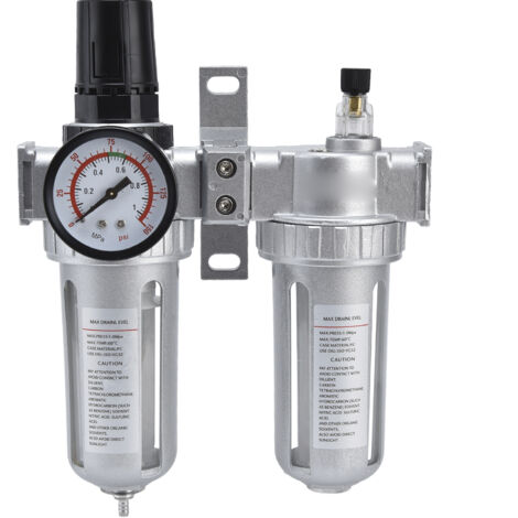 Filtre À Air Comprimé Avec Régulateur, Manomètre Et Séparateur D'Eau Pour Compresseur - Kit 2 Unités Sfc400