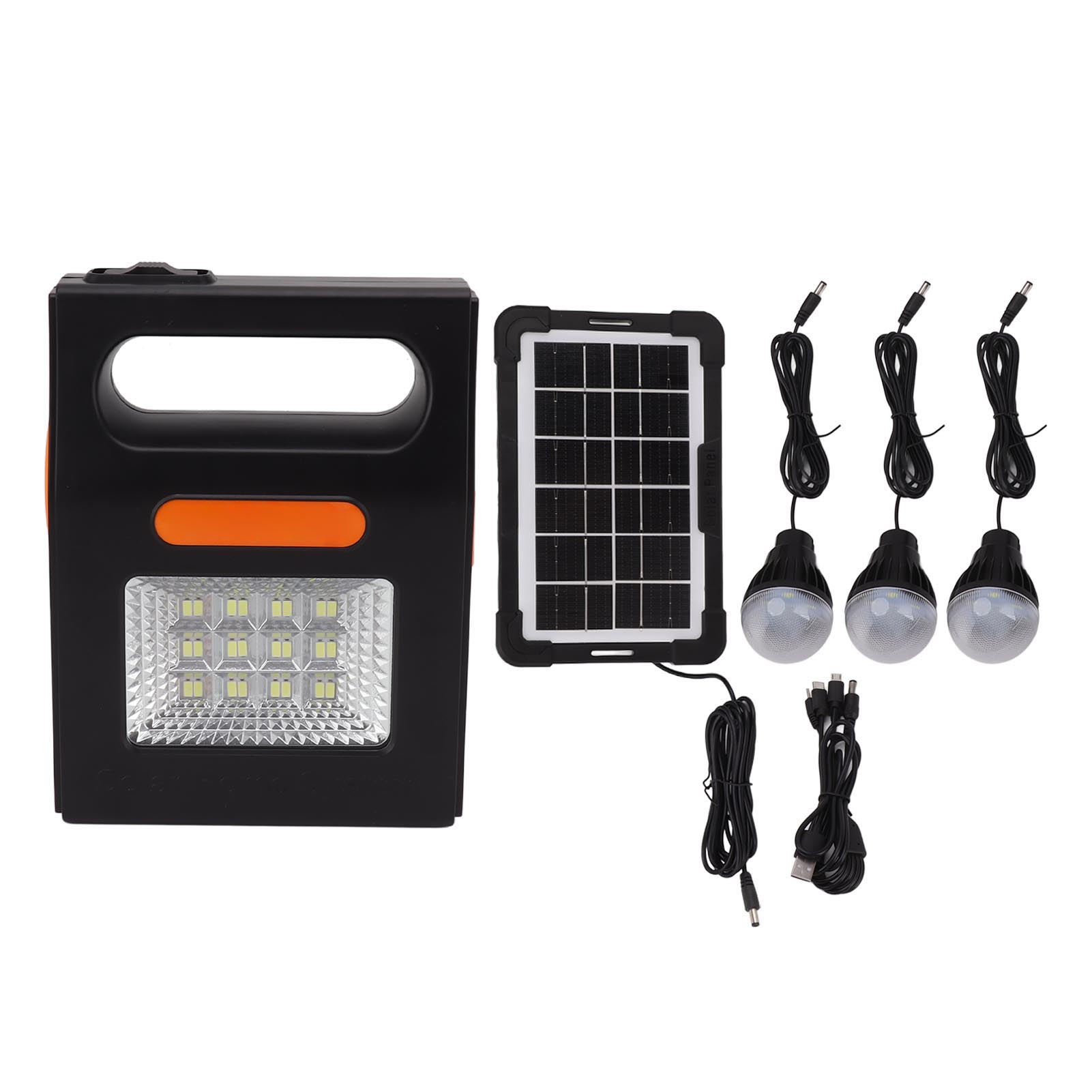 Système D'Éclairage Solaire Portable Avec Panneau, Batterie 6000mah Et Câble 3m Pour Led