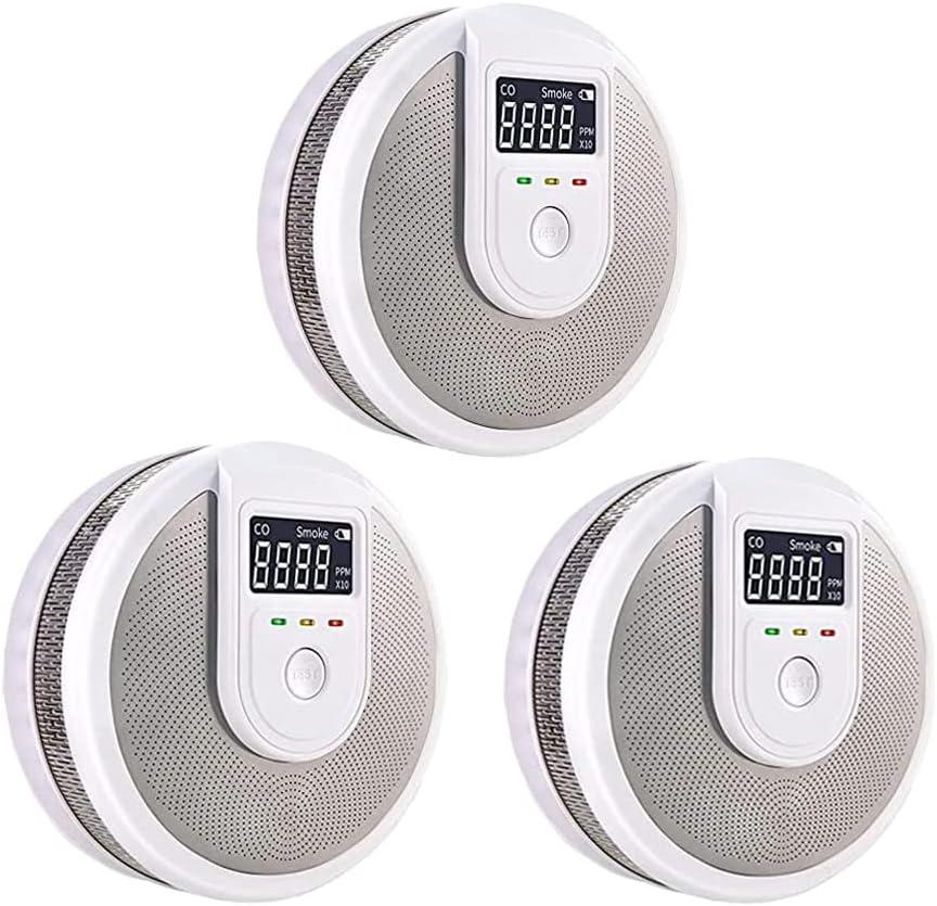 Détecteur De Monoxyde De Carbone, Détecteur De Fumée Et De Monoxyde De Carbone Combiné, Alimenté Par Piles, Écran Lcd Et Alarme Vocale, Lot De 3