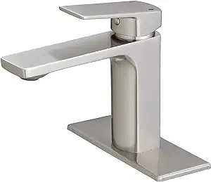 Robinet De Lavabo À Poignée Unique, Robinet De Salle De Bain En Acier Inoxydable Avec Eau Chaude Et Froide, Finition Nickel Brossé